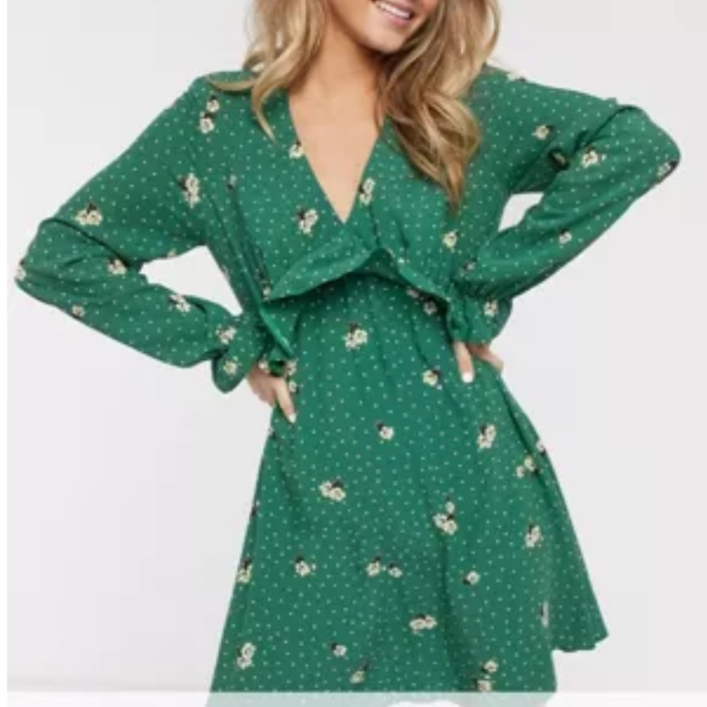ASOS Nobody's Child tea dress with ruffle detail in floral spot